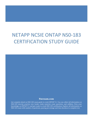 Latest NetApp NCSIE ONTAP NS0-183 Certification Study Guide