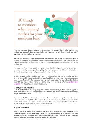 10 Things To Consider When Buying Clothes For Your Newborn Baby