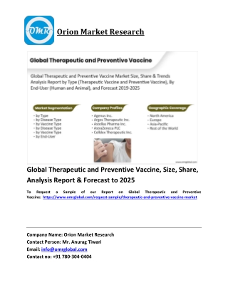 Global Therapeutic and Preventive Vaccine Trends, Size, Competitive Analysis and Forecast 2019-2025