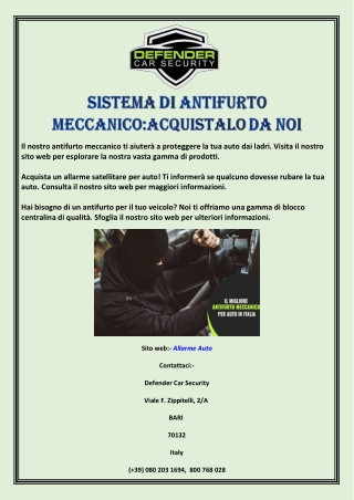 Sistema di antifurto meccanico:acquistalo da noi