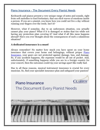 Piano Insurance - The Document Every Pianist Needs