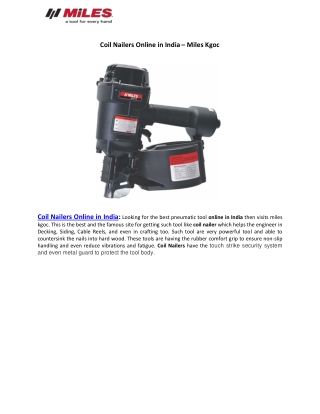 Coil Nailers Online in India – Miles Kgoc