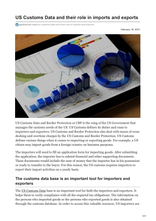 US Customs Data and their role in imports and exports