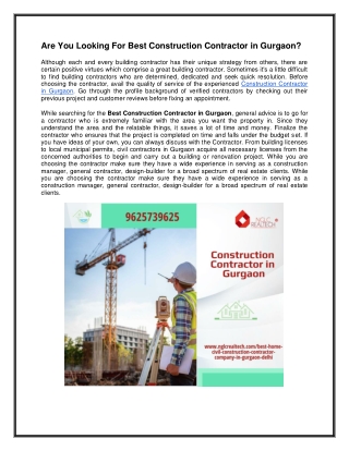 Construction Contractor in Gurgaon