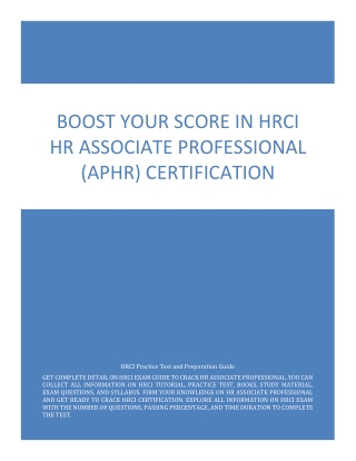 Boost Your Score in HRCI HR Associate Professional (aPHR) Certification