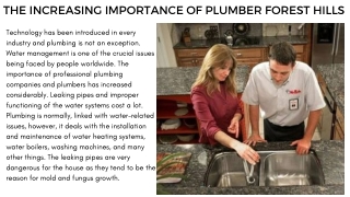 THE INCREASING IMPORTANCE OF PLUMBER FOREST HILLS