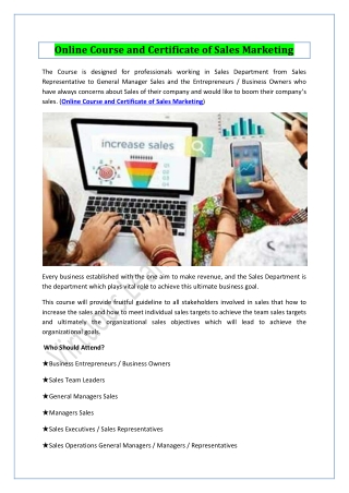 Online Course and Certificate of Sales Marketing