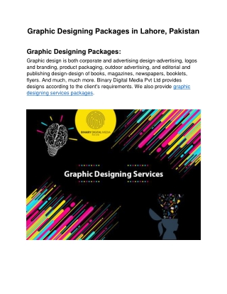 Graphic Designing Services Packages in Lahore, Pakistan