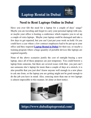 Need to Rent Laptops Online in Dubai