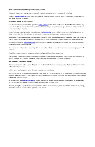 What are the benefits of hiring Bookkeeping Services