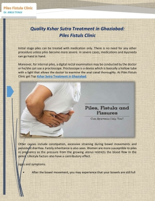 Quality Kshar Sutra Treatment in Ghaziabad: Piles Fistuls Clinic