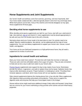 Horse Supplements and Joint Supplements