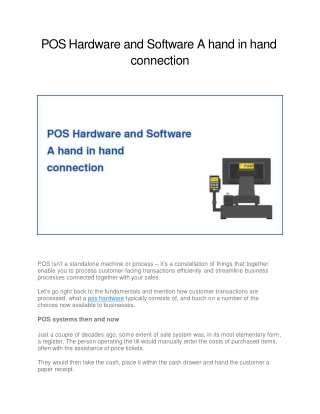 POS Hardware and Software A hand in hand connection