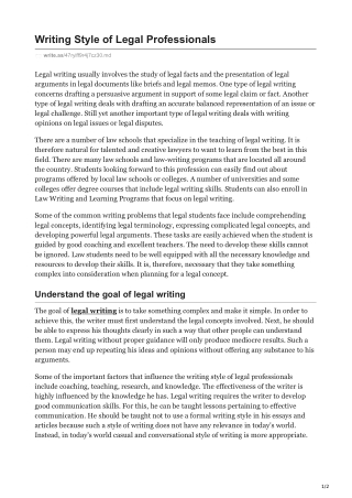 Writing Style of Legal Professionals