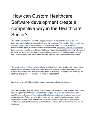 Custom Healthcare Software Development