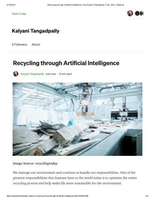 Recycling through Artificial Intelligence