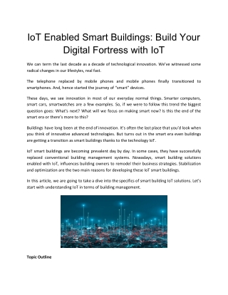 How IoT is Building Smart Cities - BiztechCS