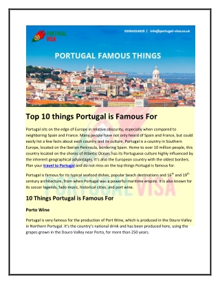 Top 10 things Portugal is Famous For
