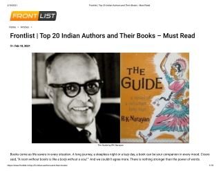 Frontlist | Top 20 Indian Authors and Their Books – Must Read