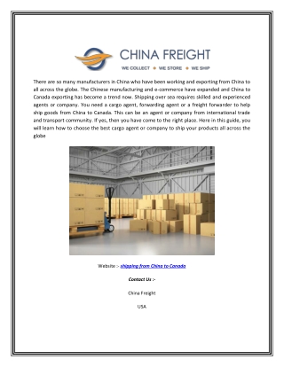 Best Platform for Shipping From China to Canada | Chinafreight.com