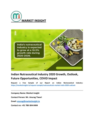 Nutraceutical Industry in India Outlook Size & Growth Analysis Report, 2020-2026