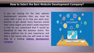 How to Select the Best Website Development Company?