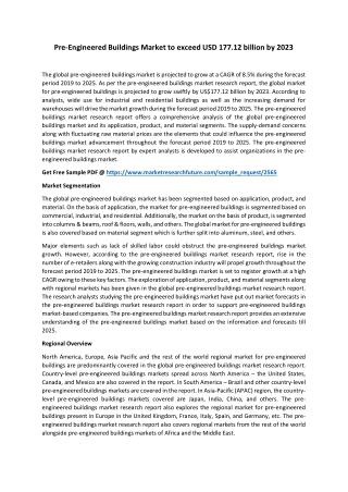 Pre-Engineered Buildings Market: Development, Current Analysis & Forecast to 2023