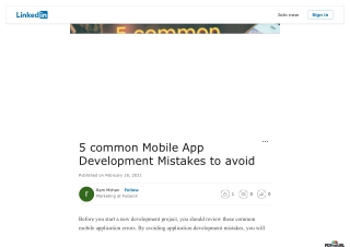 5 common Mobile App Development Mistakes to avoid