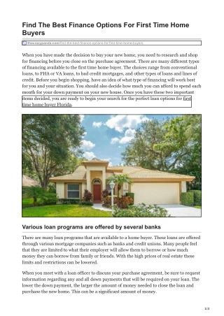 First Time Home Buyer Florida