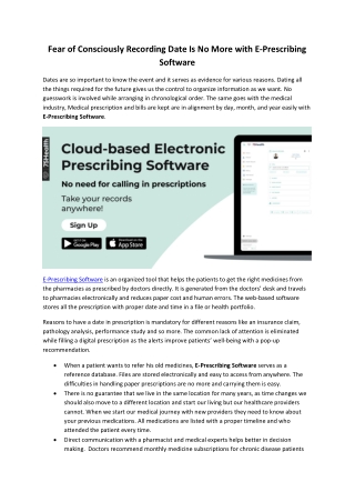 Fear of Consciously Recording Date Is No More with E-Prescribing Software