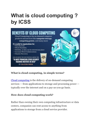 What is cloud computing ? by ICSS