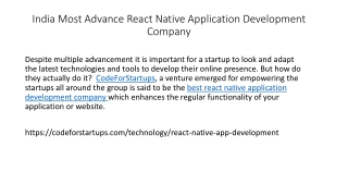 India Most Advance React Native Application Development Company