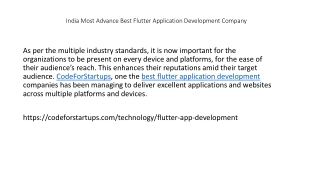 India Most Advance Best Flutter Application Development Company