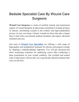 Bedside Wound Care