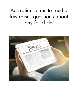 Australian Plans to Media Law Raises Questions About 'Pay for Clicks'