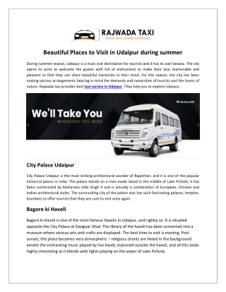 Beautiful Places to Visit in Udaipur during summer