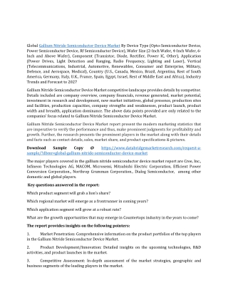 Gallium Nitride Semiconductor Device Market Trends, Analysis, Key Players and Forecast 2027