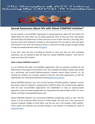 Spread Awareness About HIV with Gilead COMPASS Initiative®