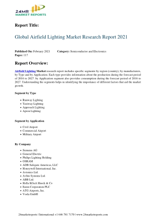 Airfield Lighting Market Research Report 2021