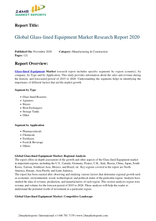 Glass-lined Equipment Market Research Report 2020