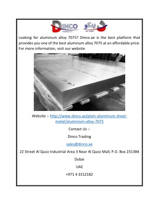 Aluminium Alloy 7075 | Dinco.ae