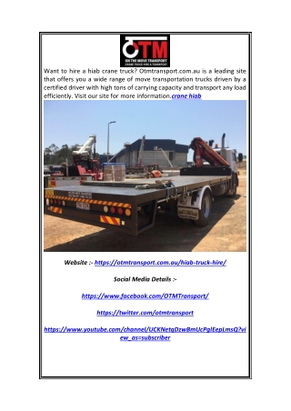 Crane Hiab | Otmtransport.com.au