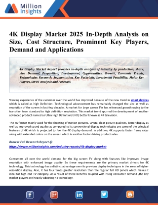 4K Display Market 2025 Size Estimation, Industry Share, Business Analysis, Key Players, Growth Opportunities