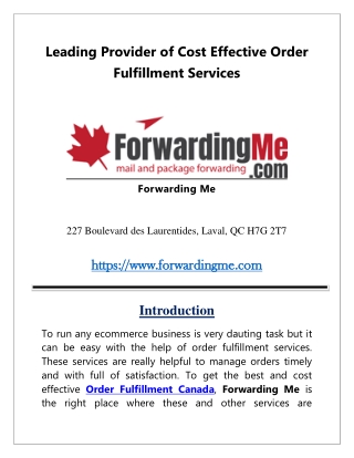 Leading Provider of Cost Effective Order Fulfillment Services | Forwarding Me