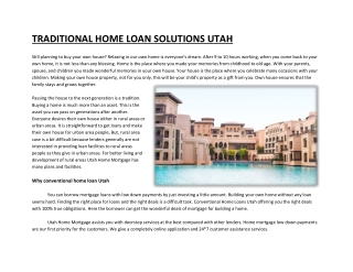 TRADITIONAL HOME LOAN SOLUTIONS UTAH