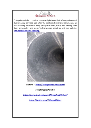 Commercial Air Duct Cleaning | Chicagolandairduct.com