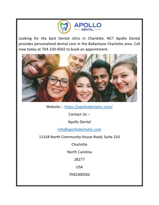 Dental Care In Charlotte NC | Apollo Dental