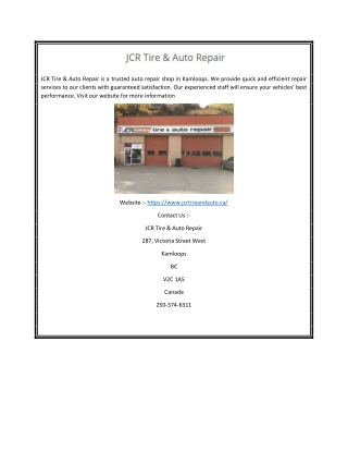 Car Repair Service Kamloops | JCR Tire & Auto Repair