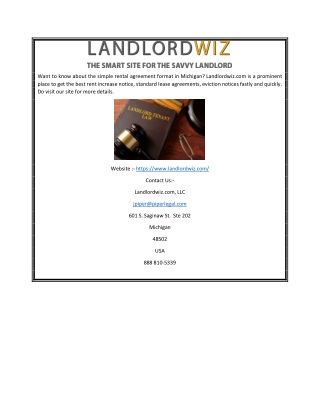 Standard Lease Agreement Format | Landlordwiz.com