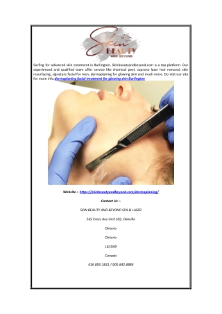 Dermaplaning Facial Treatment for Glowing Skin Burlington | Skinbeautyandbeyond.com